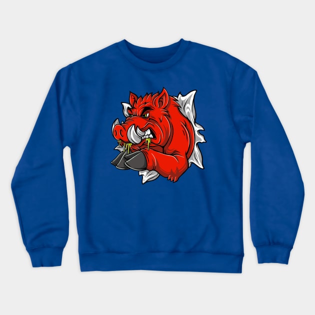 Red pig Crewneck Sweatshirt by DMD Art Studio